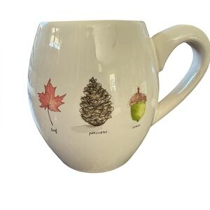 Rae Dunn Artisan Collection White Mug with Nature Illustrations